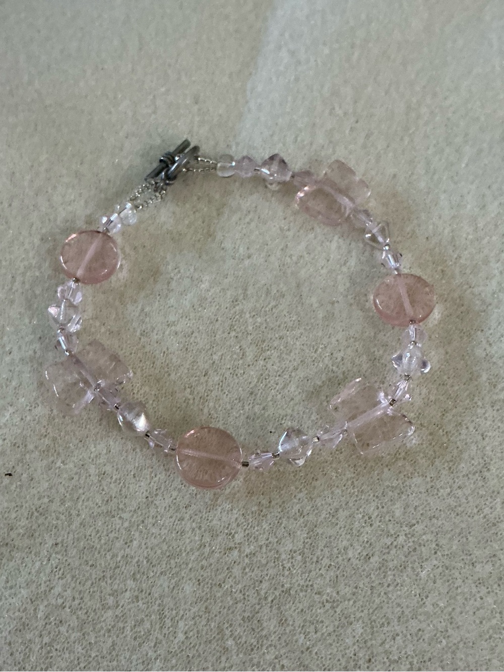 Delicate Pink Beaded Bracelet - 7 1/2”